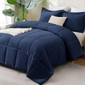 CozyLux Oversized King Comforter Set, 3 Pieces Navy Blue 120x98 Box Stitched by CozyLux
