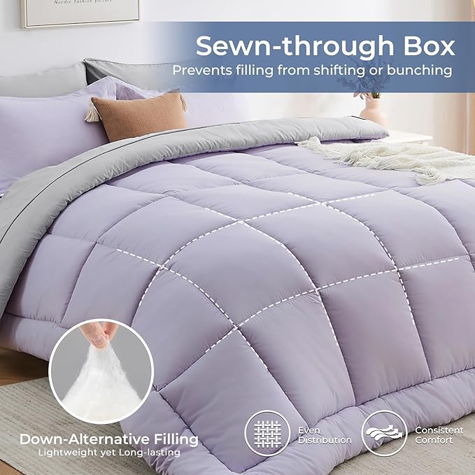 Sasttie King Size Comforter Set, 7 Pieces Bed in a Bag King, Complete Bedding - Image 3