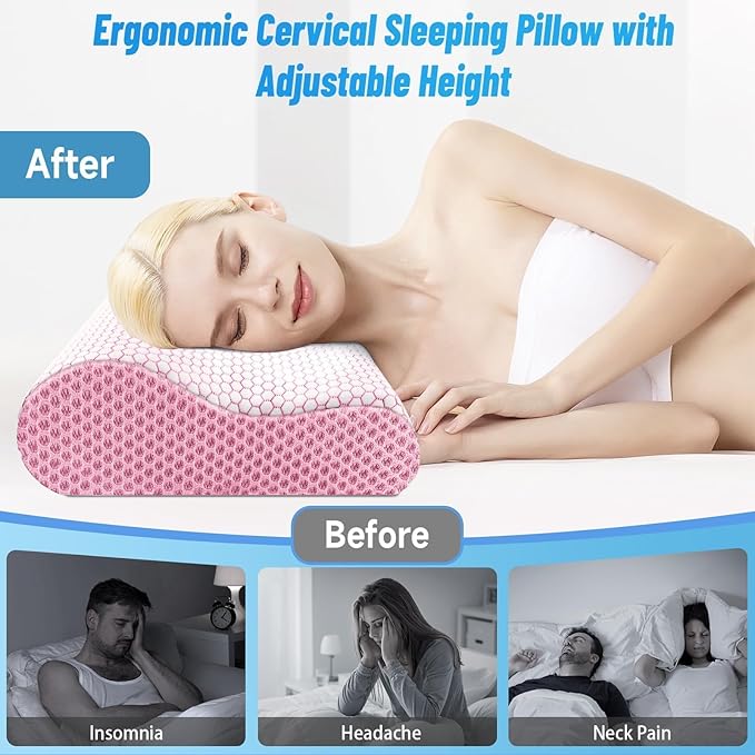 CloudBliss Memory Foam Pillow, Ergonomic Neck Contour Cervical Pillow - Image 7