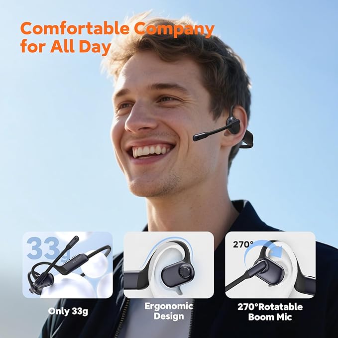 Pilot P200b Pro Wireless Headset with Mic for Work, 50dB Noise Cancelling Headphones with ENC, Bluetooth 5.3 - Wireless Computer Headset for Meetings and Calls-DeskoryOffice