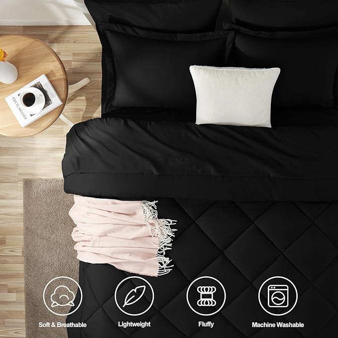 CozyLux Full Size Comforter Sets Black - Image 2
