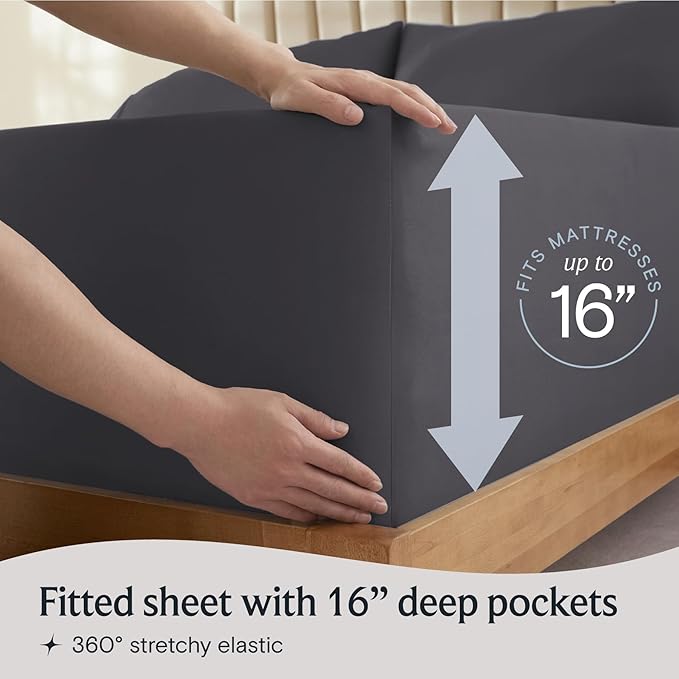 LuxClub 5 PC Split King Sheet Set Sheets Deep Pockets 18" Eco Friendly Wrinkle - Image 6