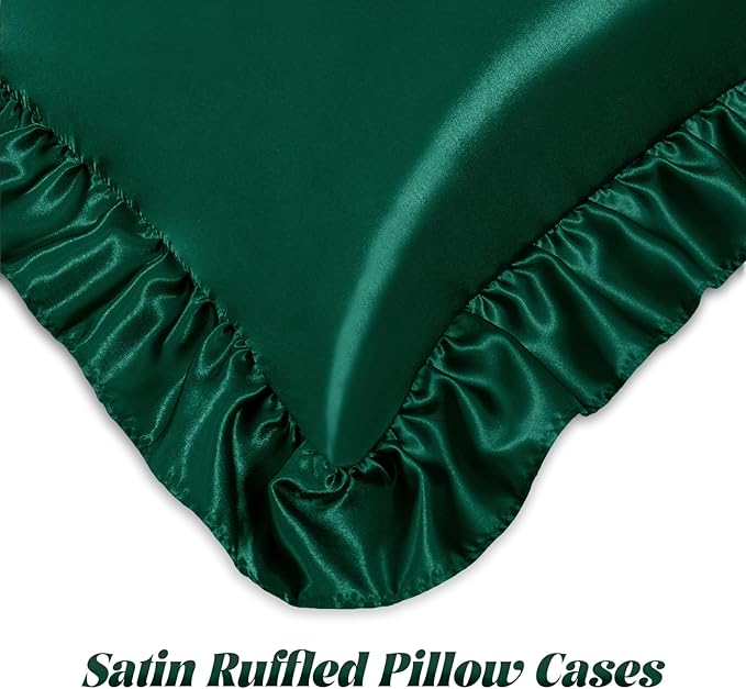 Homiest Ruffle Satin Body Pillow Cover, Silky Satin Body Pillowcase - Image 4