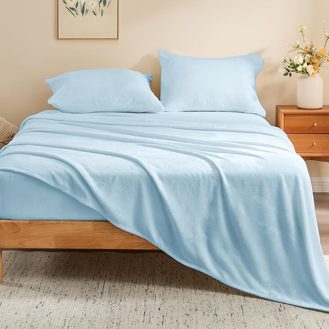 BEDELITE Flannel Sheets Queen Size Blue - Image 2
