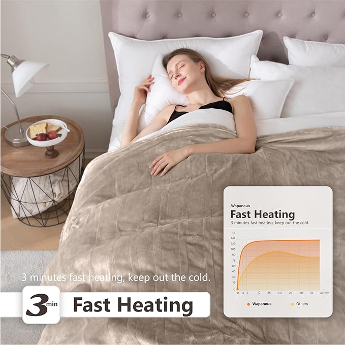 Wapaneus Heated Blanket Electric Queen Size 84"x90"-Dual Control - Image 3