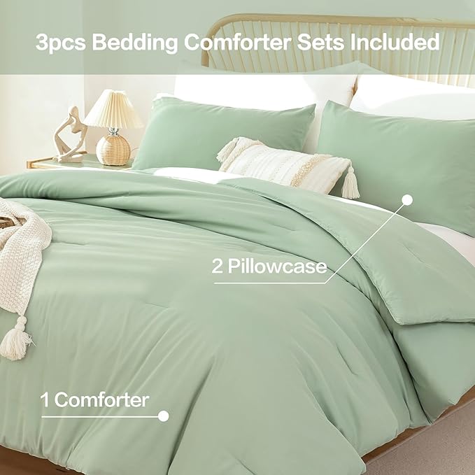 ROSGONIA Oversized King Comforter Sage Green, Lightweight Oversized King Size - Image 3