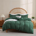 JSD Hunter Green Duvet Cover Set Full Size, 3 Piece Duvet Cover by JSD
