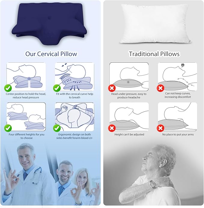 Cervical Pillow for Neck Pain Relief, Cooling Contour Memory Foam Pillows - Image 2