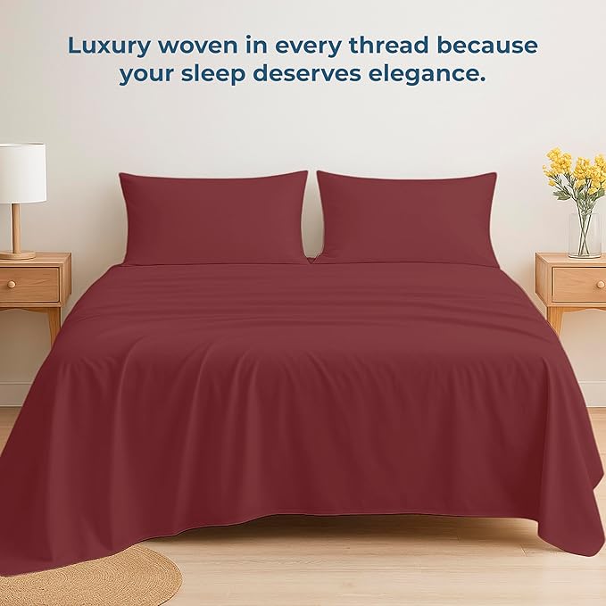 Royale Linens 100% Organic Cotton Queen Flat Sheet Only - Image 6