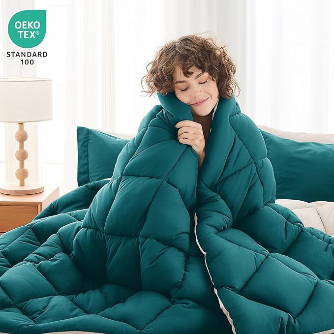 MUXHOMO 5 Pieces Twin Comforter Set, Reversible Bed in a Bag Twin Size - Image 2