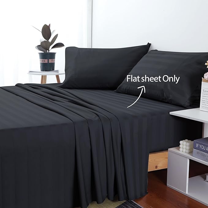 Cotton King Flat Sheet Only, 600 Thread Count 100% Egyptian Cotton Top Sheet - Image 2