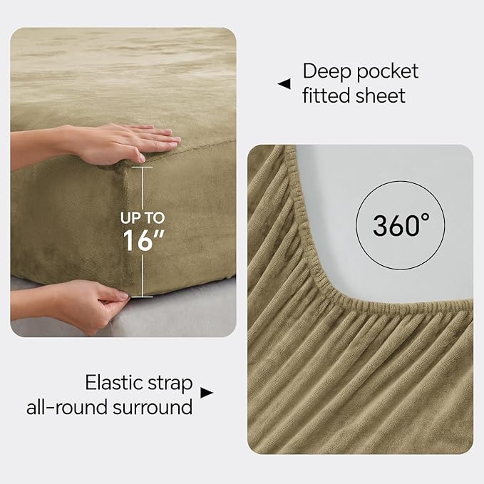 BEDELITE Flannel Sheets Twin Size Camel - Image 4
