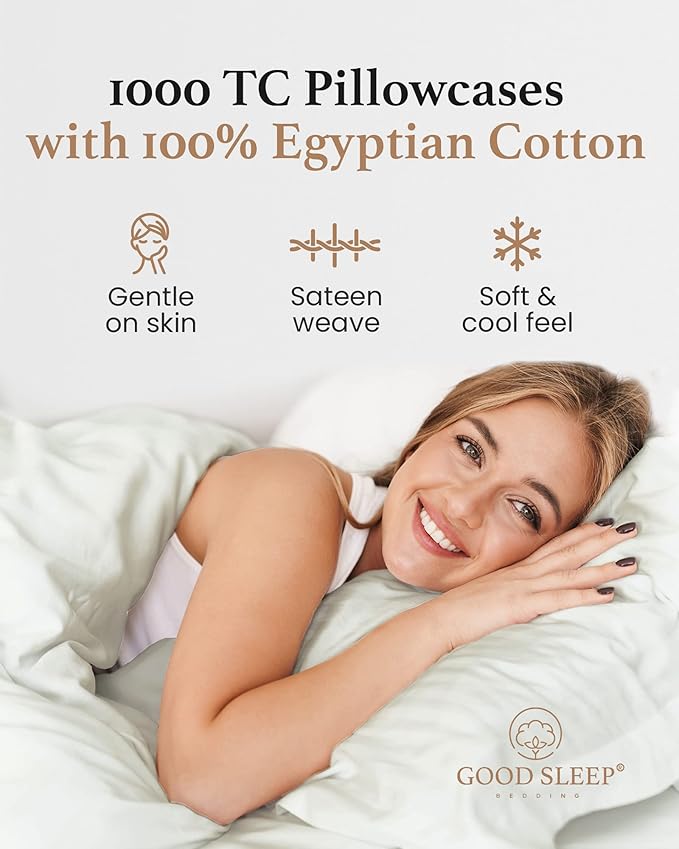 1000 TC Sage King Pillowcases Set of 2 100% Egyptian Cotton Pillow Cases - Image 4