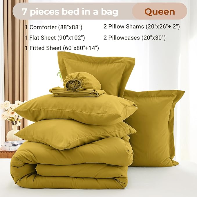 MUXHOMO 7 Pieces Queen Comforter Set, Soft Bed in a Bag Queen Size, All Season - Image 4