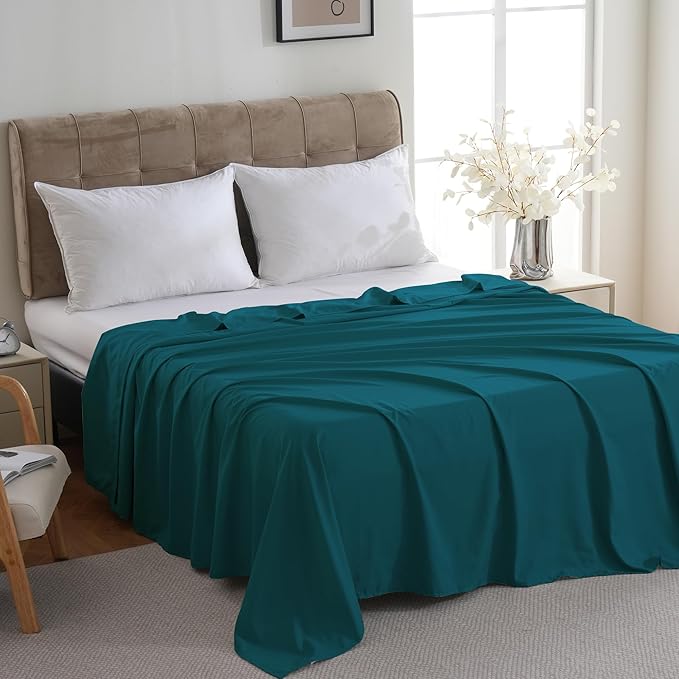 ZPECC Twin Flat Sheet Only 6 Pack, Durable Teal Top Bed Sheets Hypoallergenic - Image 2