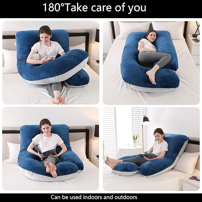 Jcickt Pregnancy Pillow J-Shaped Full Body Pillow, 59 inch - Image 2