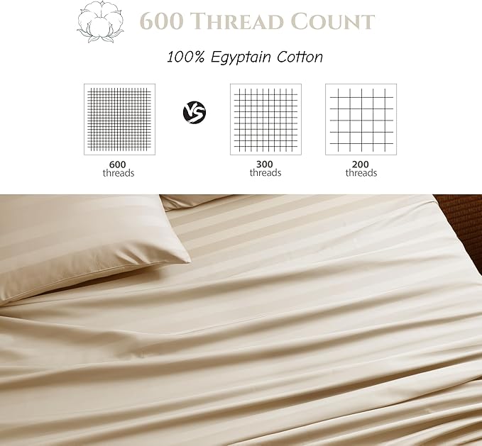 Cotton Flat Sheets Only, 600 TC 100% Cotton Flat Sheet Top Sheet Only, Queen - Image 3
