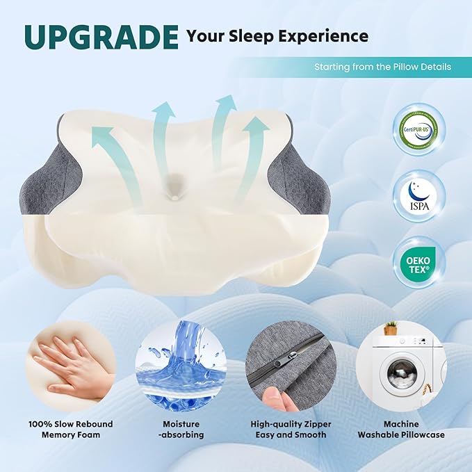 DUMOS Cervical Pillow for Neck and Shoulder, Contour Memory Foam Pillow - Image 5