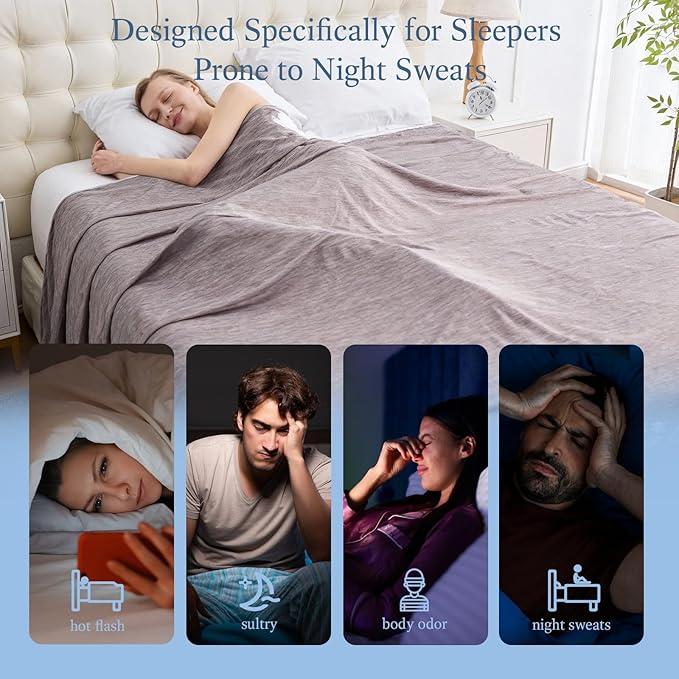 Cooling Blanket Throw Size, Cold Blanket Thin Lightweight Breathable Soft - Image 5