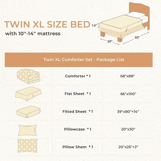 Sasttie Twin XL Comforter Set, 5-Piece Bed in a Bag, Pintuck Bedding Set - Image 7