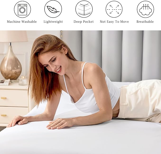 FreshCulture Pure Cotton Fitted Sheets Twin XL Size, 300 Thread Count Percale - Image 5