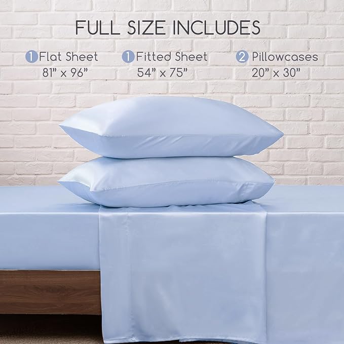 MR&HM Satin Bed Sheets, Full Size Sheets Set - Image 7