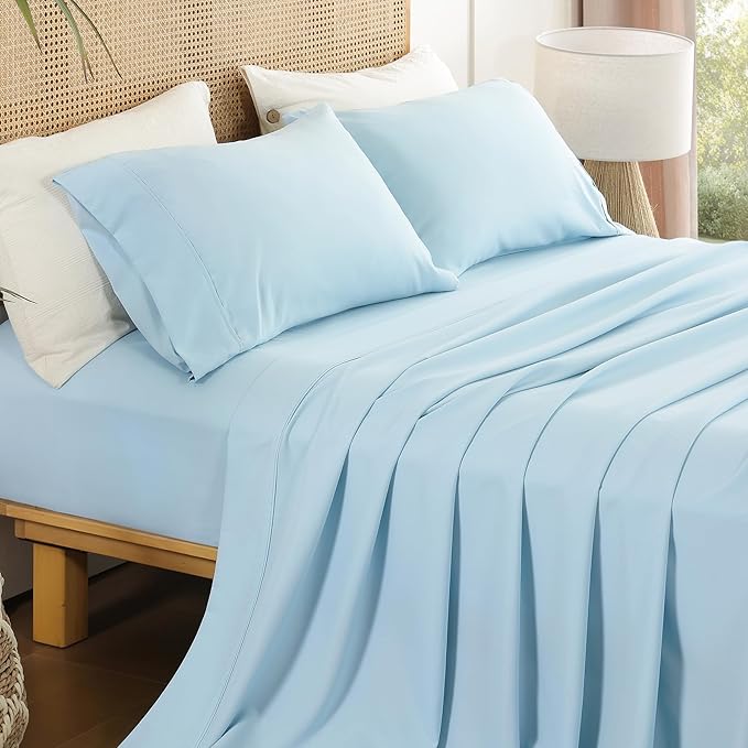 Queen Sheet Set 4 Pieces 16'' Deep Pocket Fitted Sheets Soft Breathable by Dreava