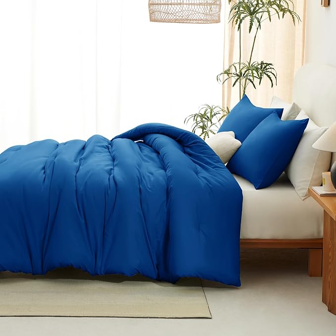 CozyLux Twin Comforter Set Classic Blue, 2 Pieces Twin Extra Long Solid - Image 8
