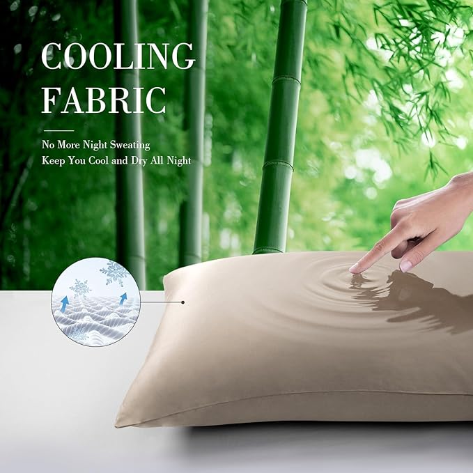 WishSmile Cooling Queen Pillow Cases Set of 2 Breathable Cool Silky Soft Rayon - Image 3