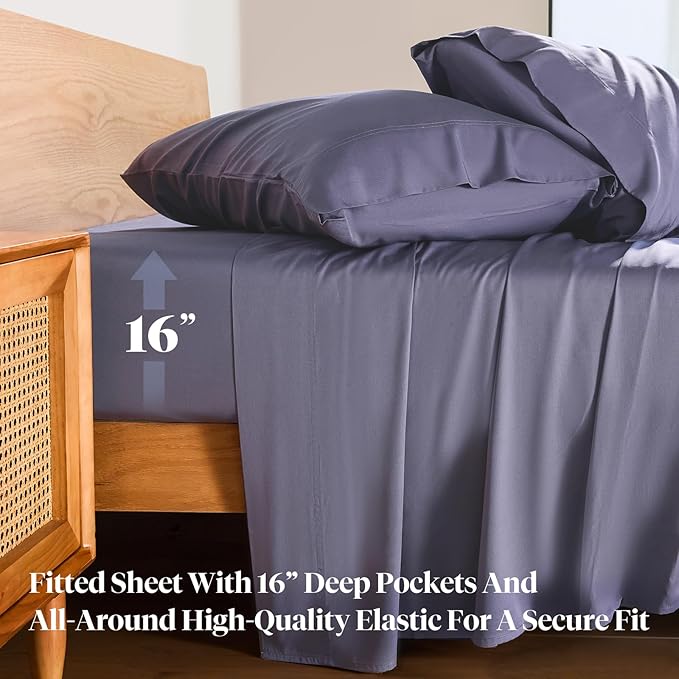 LuxClub King Size Sheets Set, 100% Rayon Derived from Bamboo Cooling Sheets - Image 5