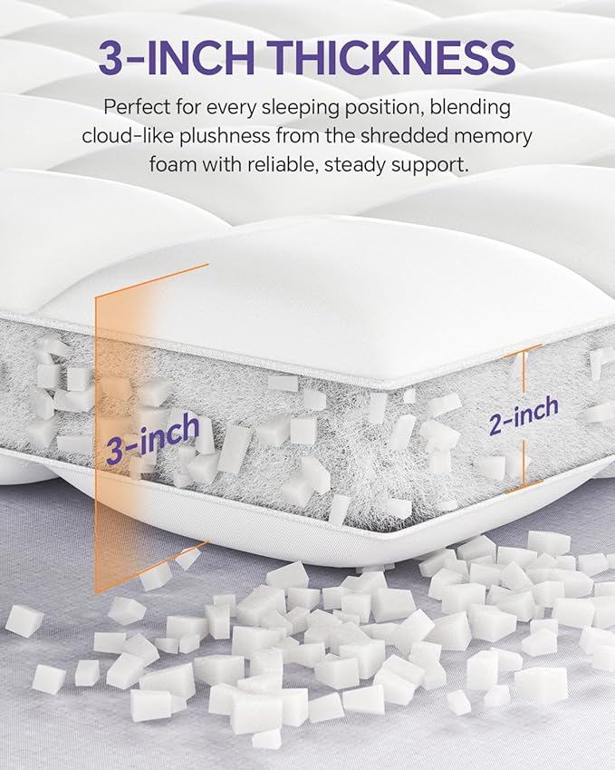 ChiXpace Dual Layer 5 Inch Memory Foam Mattress Topper Queen - Image 2