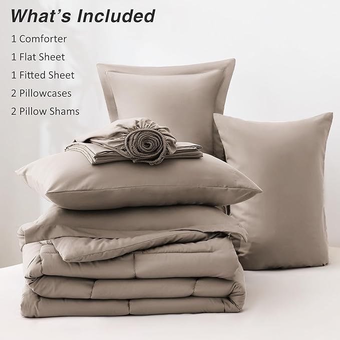Love's cabin King Size Comforter Set Light Brown, 7 Pieces King Bed in a Bag - Image 8