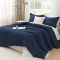 Litanika Navy Blue Oversized King Comforters Super King Size, 3 Pieces by Litanika