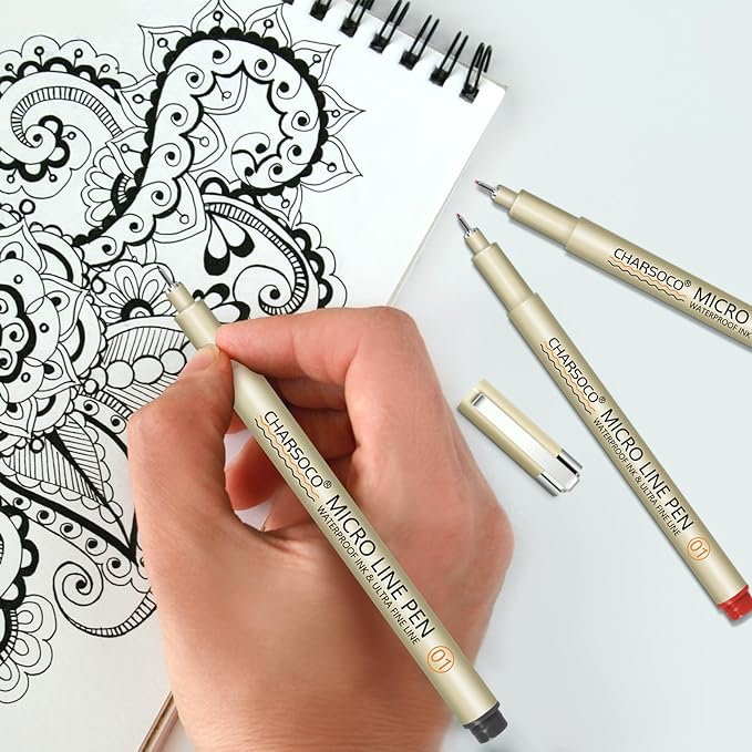 01 Micro Pen, 12 Colors Fine Point Pen, 0.25mm Fineliner Ink Pens for Artist Illustration, Waterproof Archival Ink, Sketching, Anime, Manga, Technical Drawing and Scrapbooking-DeskoryOffice
