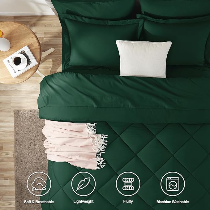CozyLux California King Comforter Set Emerald Green - Image 2