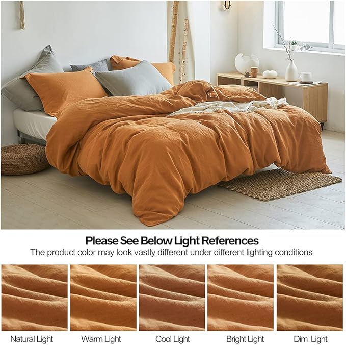 Simple&Opulence 100% Linen Duvet Cover Set 2pcs Basic Style Natural French - Image 6