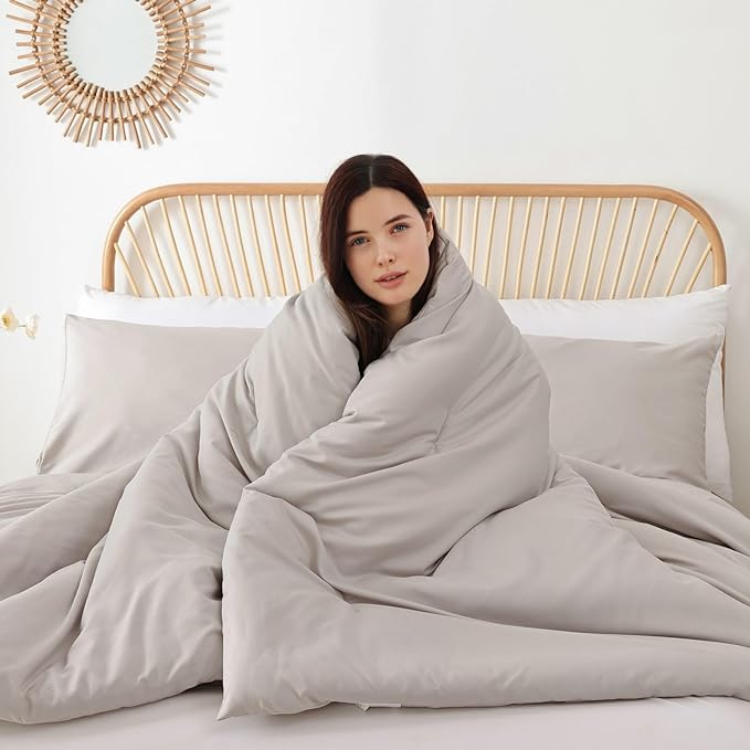 ROSGONIA Comforter Full Size for Girls Boys Teens Linen Grey - Image 3
