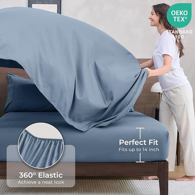 HEVUMYI Dusty Blue Queen Comforter Set - Image 5