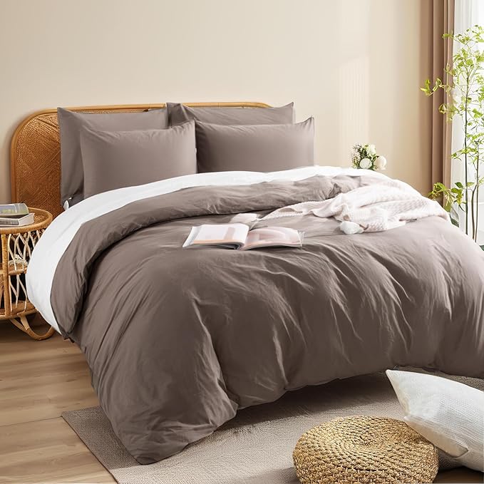 NEXHOME PRO 100% Washed Cotton Duvet Cover Twin Size, Ogranic Natural Linen - Image 4