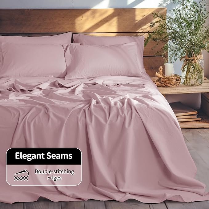 LBRO2M 100% Pure Linen Sheet Set Deep Pocket Up to 16" Bed Sheets Sets - Image 6