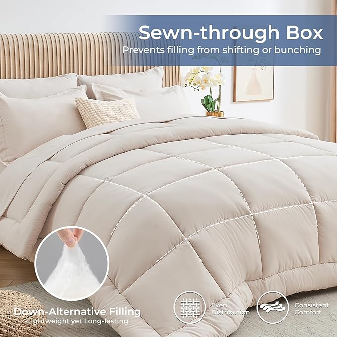 Sasttie Twin Comforter Set, 5 Pieces Bed in a Bag Twin, Complete Bedding Set - Image 3