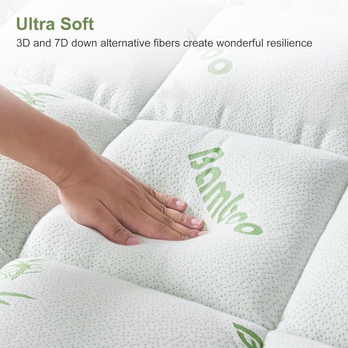Queen Size Mattress Topper Viscose Derived from Bamboo, Soft Thick Pillow Top - Image 9
