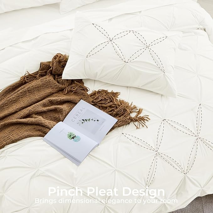 Sasttie Twin Comforter Set, 5-Piece Bed in a Bag, Pintuck Bedding Sets - Image 4