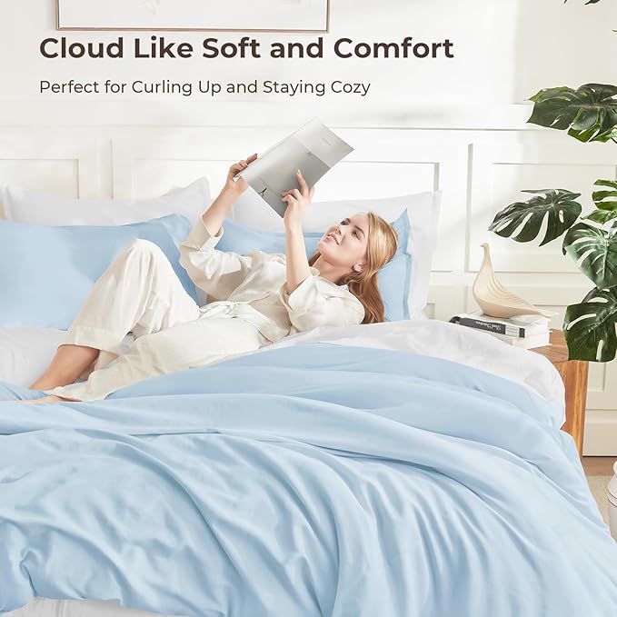 Litanika Twin XL Comforter Set Light Blue, 2 Pieces Extra Long Dorm Bedding Sets - Image 2