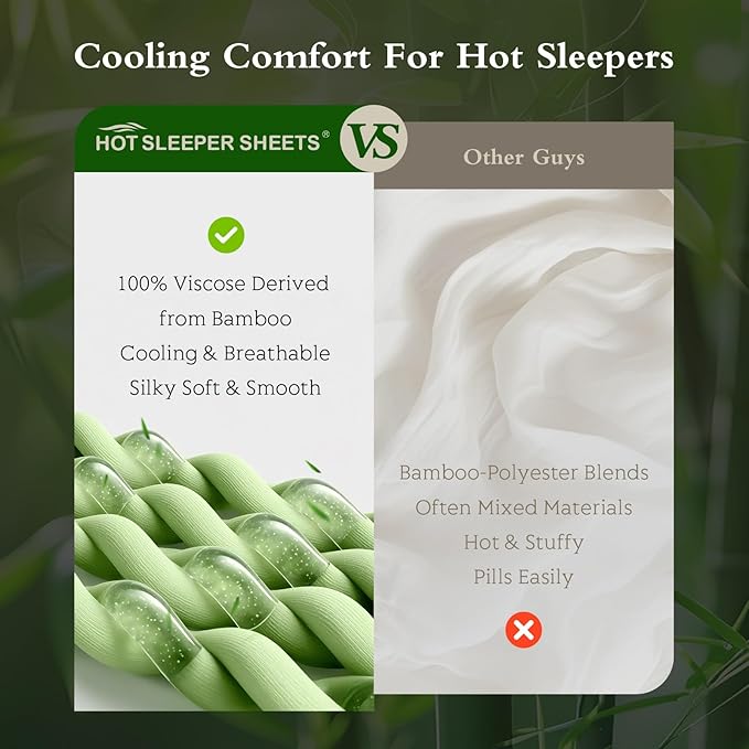 Cooling Pillowcases King Size Set of 2, Viscose Derived from Bamboo - Image 2