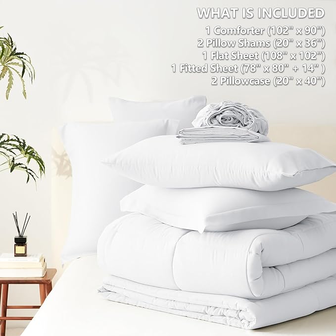 CozyLux King Size Comforter Set White - Image 7