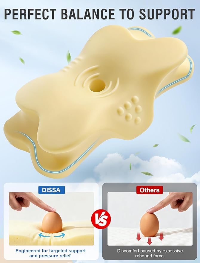 DISSA Cervical Neck Pillow for Side Sleepers Ergonomic Contour Memory Foam - Image 4