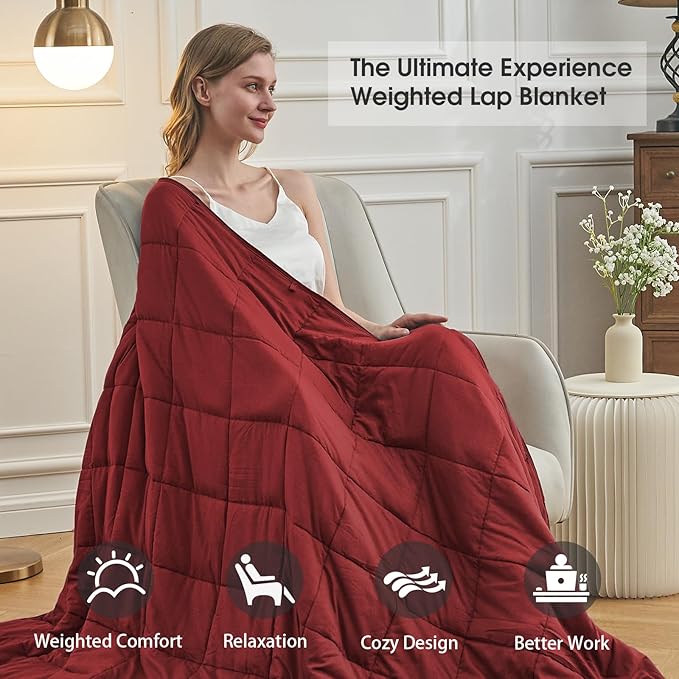 Red Weighted Blanket for Adults 15lbs, Twin Full Size Cooling Heavy Throw - Image 4