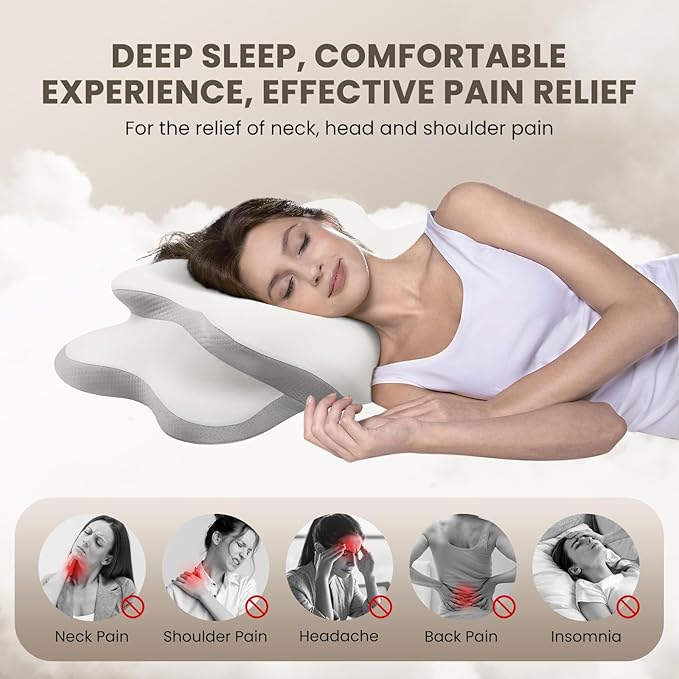 JINXIA Cervical Neck Pillow for Sleeping, Odorless Memory Foam Pillows & Soft - Image 4
