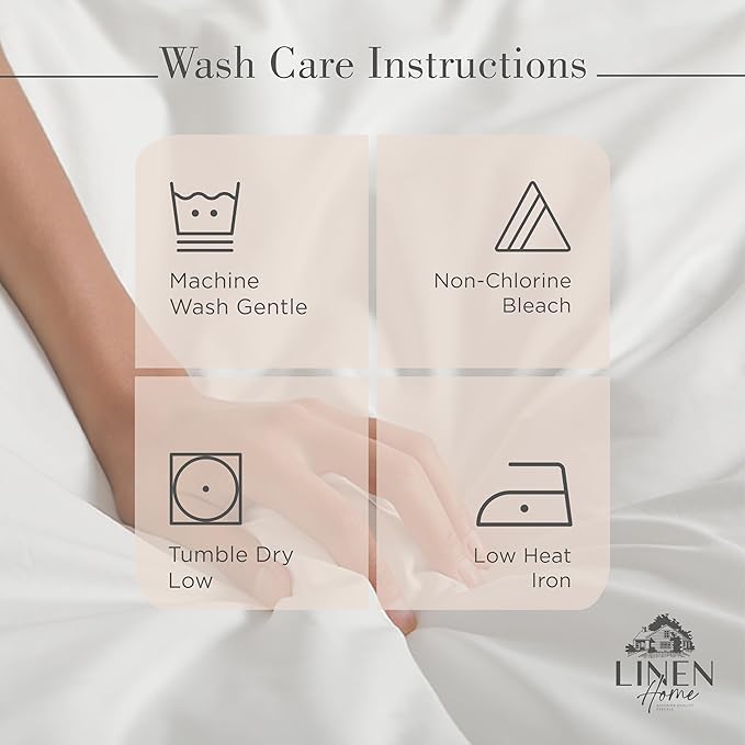 Linen Home 100% Cotton Percale Sheets Full Size, Sand Shell, Deep Pocket - Image 5